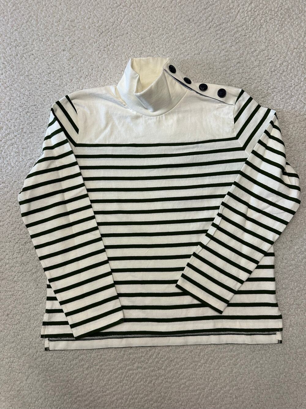 NWT* J. Crew Womens Striped Button Shoulder Turtle Neck Sweater Small